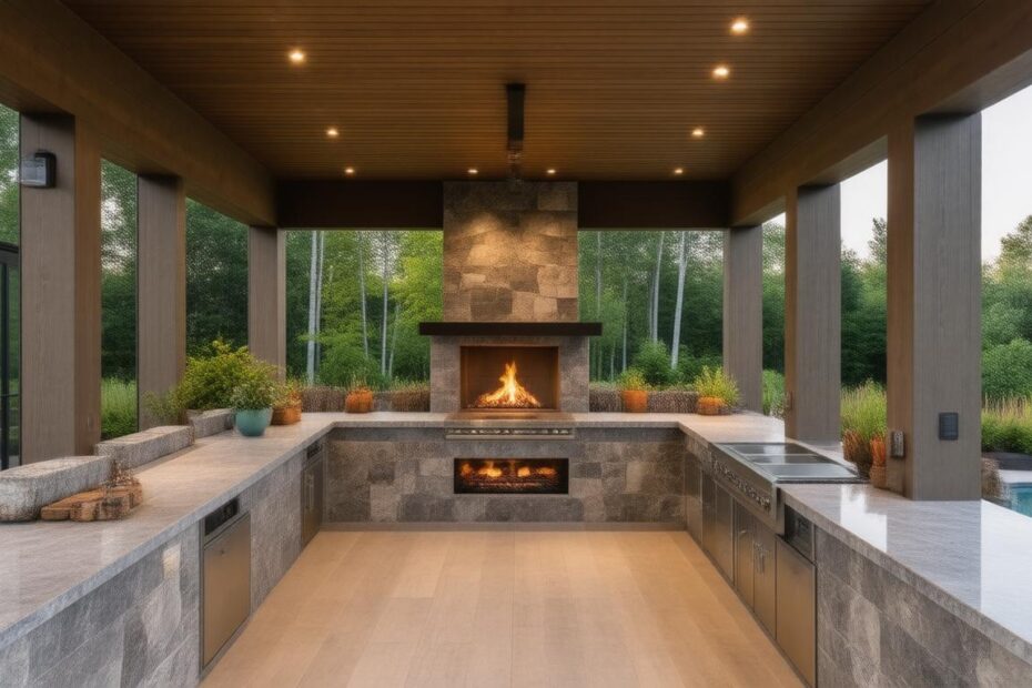 Top 10 Outdoor Kitchen Ideas with a Cozy Fireplace